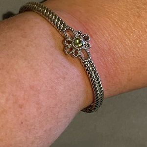 Judith Ripka Peridot Hinged Cuff Silver Bracelet